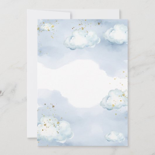 Invitation Nous Sommes Sur Cloud Neuf Baby shower Bleu Partie (Dos)
