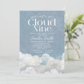 Invitation Nous sommes sur Cloud Nine Baby shower bleu nuage  (Debout devant)