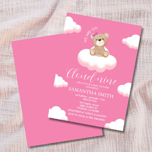 Invitation Nous sommes sur Cloud Nine Baby shower de fille ro