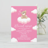 Invitation Nous sommes sur Cloud Nine Baby shower de fille ro (Debout devant)