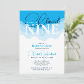 Invitation Nous sommes sur Cloud Nine - Blue Boy Baby shower (Debout devant)