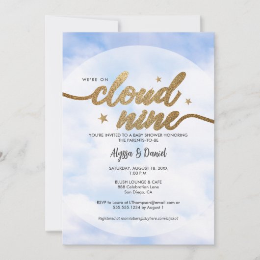 Invitation Nous sommes sur le Baby shower Cloud 9 Couple (Devant)