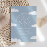 Invitation Nous sommes sur le Baby shower Cloud Nine<br><div class="desc">Invitations amis et famille à partager dans la joie de l'arrivée de votre petit avec cette invitation à baby shower bleu poussiéreux "nuage neuf".</div>