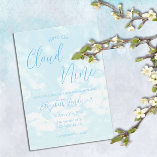 Invitation Nous sommes sur le Baby shower Cloud Nine