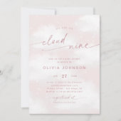 Invitation Nous sommes sur le nuage 9 Dreamy Baby shower rose (Devant)
