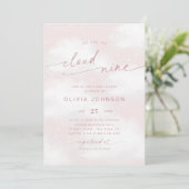 Invitation Nous sommes sur le nuage 9 Dreamy Baby shower rose (Debout devant)