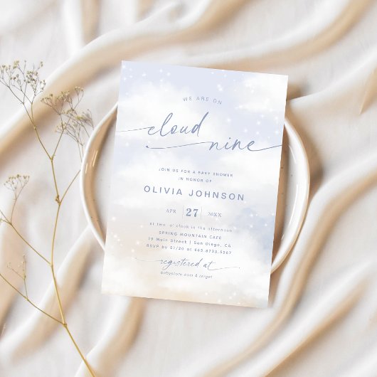 Invitation Nous sommes sur le nuage 9 Dreamy Clouds Baby show