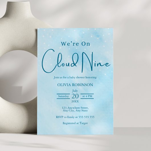 Invitation Nous sommes sur le nuage 9 Dreamy Sky Baby shower