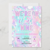 Invitation Nous sommes sur le nuage 9 Neon Glow 9e fête d'ann (Devant)