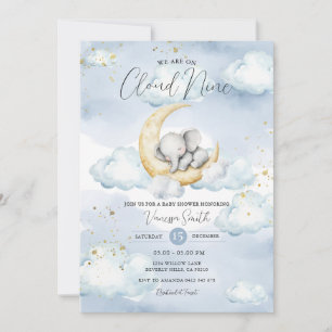 Invitation Nous sommes sur un éléphant bleu Cloud Nine Baby S