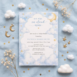 Invitation Nous sommes sur un nuage Baby Boy Baby Shower 