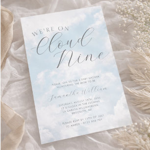 Invitation Nous sommes sur un nuage bleu ciel Baby Shower