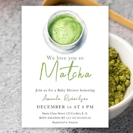 Invitation Nous t'aimons tellement Baby shower Matcha