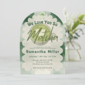 Invitation Nous t'aimons tellement Matcha Baby Shower Moderne (Debout devant)