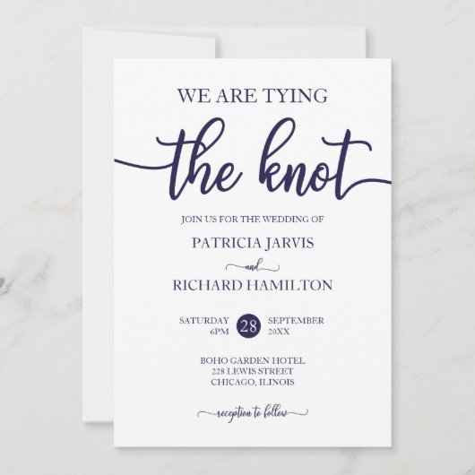 Invitation Nous Tient Le Mariage Blanc Bleu Bleu Bleu De La M (Devant)