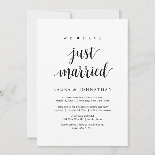 Invitation Nous venons de nous marier, Fête de Mariage en Elo (Devant)