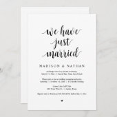 Invitation Nous venons de nous marier, Fête de Mariage en Int (Devant / Derrière)