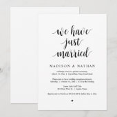 Invitation Nous venons de nous marier, Fête de Mariage Intime (Devant / Derrière)