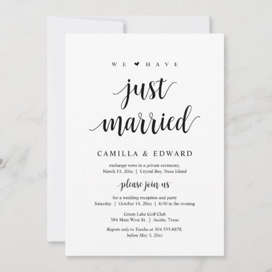 Invitation Nous Venons de Nous Unir, Célébration de Mariage I (Devant)
