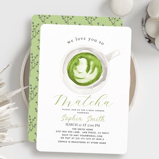 Invitation Nous Vous Aimons Si Matcha Baby shower