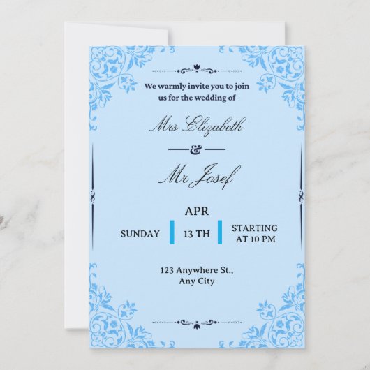 Invitation Nous vous invitons chaleureusement au mariage de (Devant)