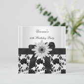 Invitation NOUVEAU 40e anniversaire de la fête Black White Fl (Debout devant)