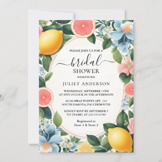 Invitation Nouveau Arch Food Fun Fruit Lime Lemon Fête des ma (Devant)