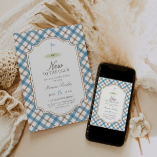 Invitation Nouveau au Club Golf Fête de Naissance Bleu et Mar