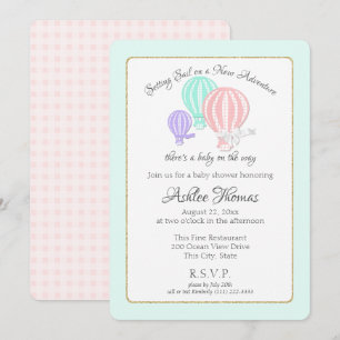 Invitation Nouveau Baby shower Adventure Hot Air Balloons