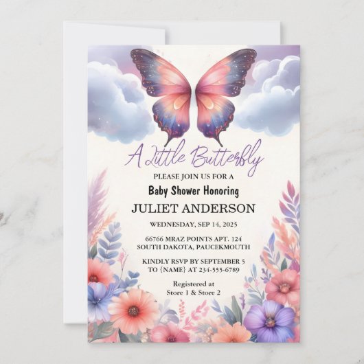 Invitation Nouveau Baby shower Bug Boho Soft Glow Live Butter (Devant)