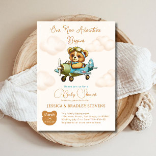 Invitation Nouveau Baby shower d'avion pour bébé aventure