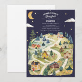 Invitation Nouveau Baby shower de nuit de couleur d'aquarelle (Devant / Derrière)