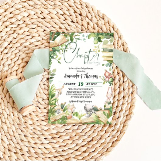 Invitation Nouveau Baby shower du livre de chapitre