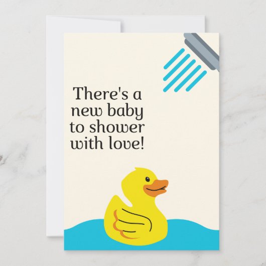 Invitation Nouveau bébé à douche avec amour - Eau bleue (Devant)