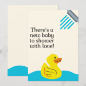 Invitation Nouveau bébé à douche avec amour - Eau bleue (Devant / Derrière)