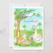 Invitation Nouveau bébé Douche fille Fée Conte Animaux (Devant)