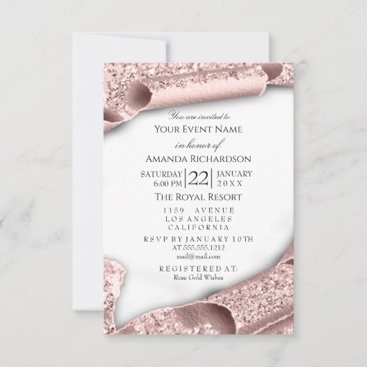 Invitation Nouveau bébé douche Rose rose 3D (Devant)