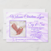 Invitation Nouveau Bébé Purple "Sip and See" (Devant)