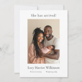 Invitation nouveau bébé simple minime photo annonce de naissa (Devant)