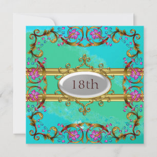 Invitation Nouveau cadre de fleurs de fête d'anniversaire ble