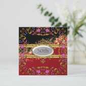 Invitation Nouveau cadre noir rouge fête d'anniversaire (Debout devant)