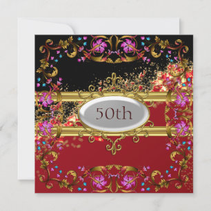 Invitation Nouveau cadre noir rouge fête d'anniversaire