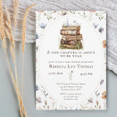 Invitation Nouveau chapitre baby shower aquarelle, fleur sauv