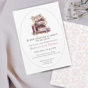 Invitation Nouveau chapitre baby shower aquarelle, rose pâle