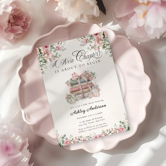 Invitation Nouveau chapitre Baby shower de boule rose