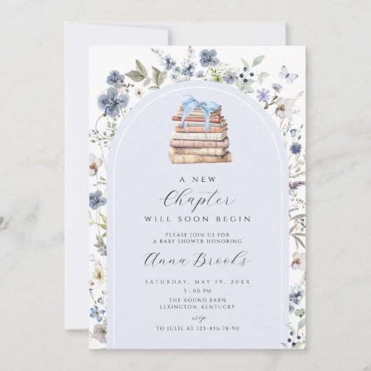Invitation nouveau chapitre Baby shower garçon floral (Devant)