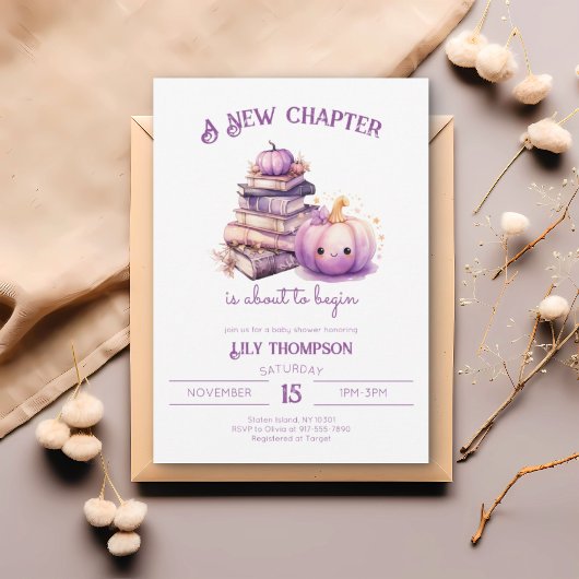 Invitation Nouveau Chapitre Citrouille Automne Baby shower Au