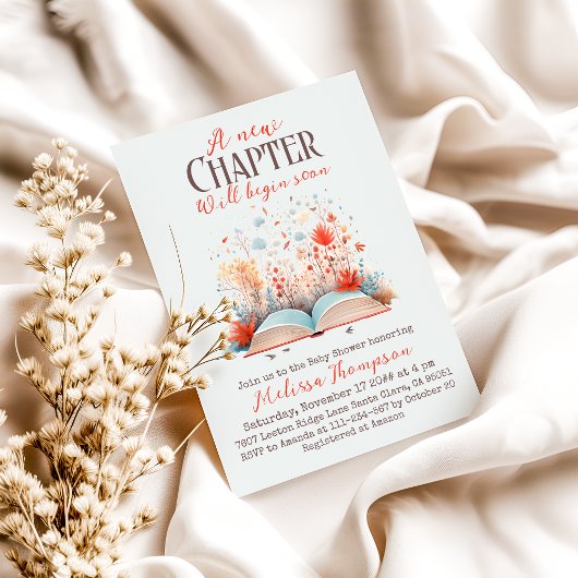 Invitation Nouveau chapitre commence bientôt Baby shower Stor
