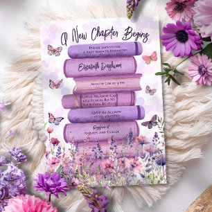 Invitation Nouveau Chapitre Commence Fleurs Papillons Baby Sh