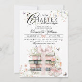 Invitation Nouveau Chapitre Commence Floral Bow Livre Bébé fi (Devant)